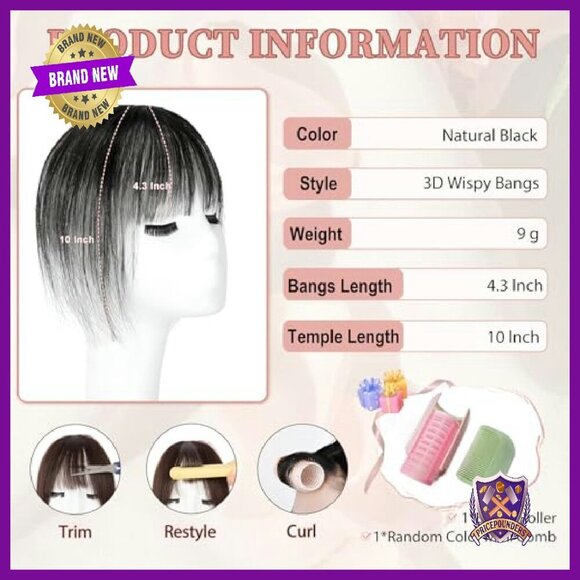 Human Hair Topper with Bangs, 360° Coverage Clip-In Hairpiece main image 6